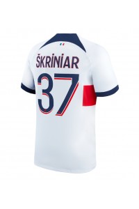 Paris Saint-Germain Milan Skriniar #37 Jalkapallovaatteet Vieraspaita 2023-24 Lyhythihainen